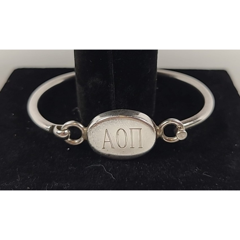 Alpha Omicron Pi Sterling Silver .925 Tension‎ Bracelet Vintage 6.5"